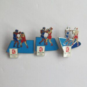 2008 Beijing Olympic Games Boxing Pins Set of 3 Lapel Hat Push Pin